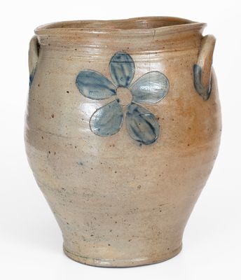 Fine Albany, NY 4 Gal. Stoneware Jar w/ Bold Incised Floral Decoration