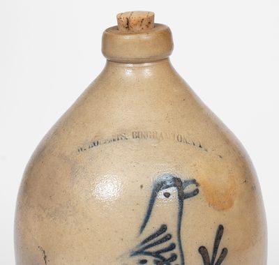 1 Gal. W. ROBERTS / BINGHAMTON, NY Stoneware Bird Jug