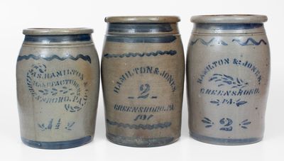 Lot of Three: GREENSBORO, Pennsylvania Stoneware Jars