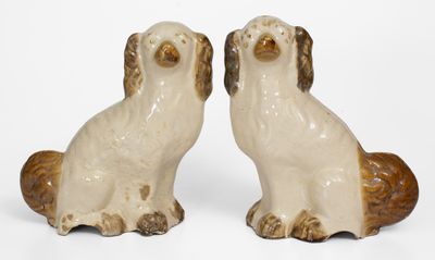 Pair of Molded Ohio Stoneware Spaniels