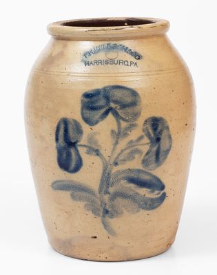 Fine T. H. WILLSON / HARRISBURG, PA Stoneware Jar w/ Floral Decoration