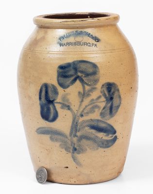 Fine T. H. WILLSON / HARRISBURG, PA Stoneware Jar w/ Floral Decoration