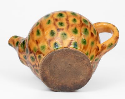 Exceptional Redware Teapot with Two-Color Slip Decoration