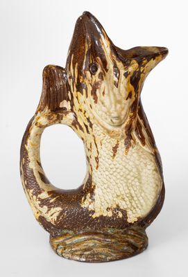 Rare Stoneware Fish Pitcher attrib. Texarkana Pottery (Jacob Bachley, Texarkana, AR)