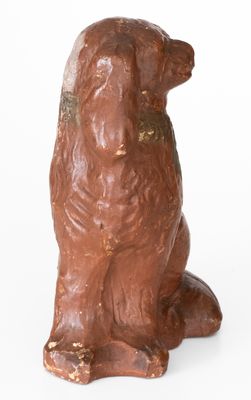 Extremely Rare Cold-Painted Redware Spaniel Bank attrib. R. F. Bell, Strasburg, VA