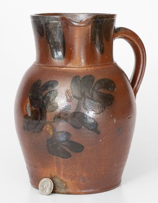 Extremely Rare attrib. Adam Keister, Strasburg, VA Stoneware Pitcher w/ Side-Mounted Handle