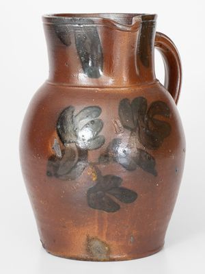 Extremely Rare attrib. Adam Keister, Strasburg, VA Stoneware Pitcher w/ Side-Mounted Handle