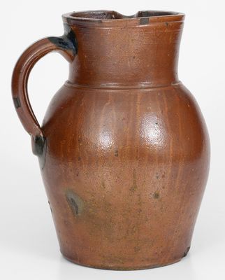 Extremely Rare attrib. Adam Keister, Strasburg, VA Stoneware Pitcher w/ Side-Mounted Handle