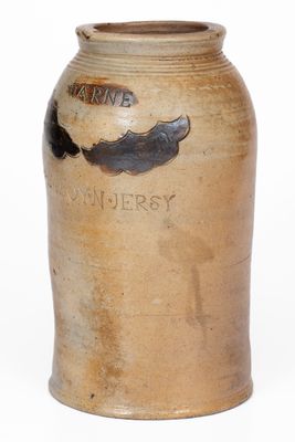 Rare WARNE / S. AMBOY. N. JERSY Stoneware Jar w/ Impressed Decoration