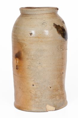 Rare WARNE / S. AMBOY. N. JERSY Stoneware Jar w/ Impressed Decoration