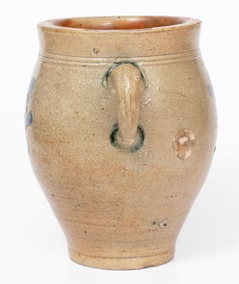 Fine Vertical-Handled Incised Stoneware Jar with Two-Color Slip, Manhattan, c1790