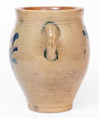 Fine Vertical-Handled Incised Stoneware Jar with Two-Color Slip, Manhattan, c1790