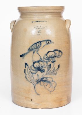 Fine W. A. MACQUOID (New York City) Stoneware Jar w/ Elaborate Bird Decoration