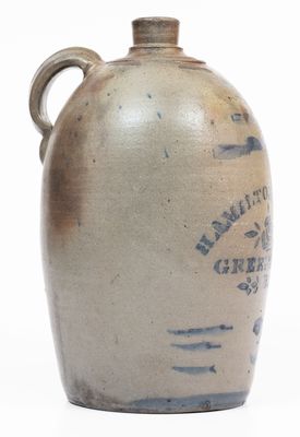 2 Gal. HAMILTON & JONES / GREENSBORO, PA Stoneware Jug