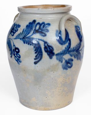 4 Gal. Baltimore, MD Stoneware Jar with Elaborate Floral Decoration, circa 1840