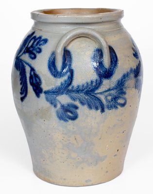 4 Gal. Baltimore, MD Stoneware Jar with Elaborate Floral Decoration, circa 1840