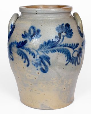 4 Gal. Baltimore, MD Stoneware Jar with Elaborate Floral Decoration, circa 1840