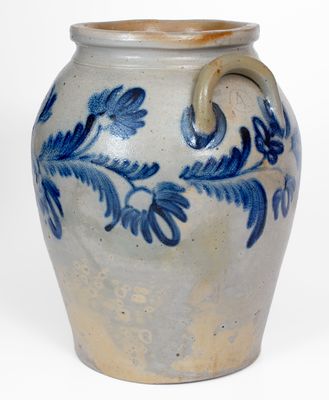 4 Gal. Baltimore, MD Stoneware Jar with Elaborate Floral Decoration, circa 1840