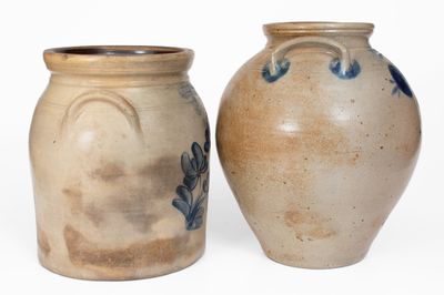 Lot of Two: Stoneware Jars, E. A. MONTELL / OLEAN, NY and N. CLARK & CO. / LYONS, NY