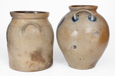 Lot of Two: Stoneware Jars, E. A. MONTELL / OLEAN, NY and N. CLARK & CO. / LYONS, NY