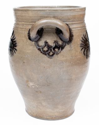 Extremely Rare Incised Stoneware Jar w/ Copper and Manganese Slip Decoration, Manhattan, c1790