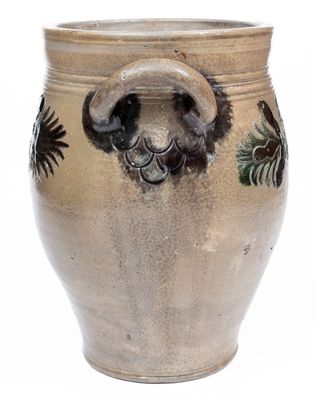 Extremely Rare Incised Stoneware Jar w/ Copper and Manganese Slip Decoration, Manhattan, c1790