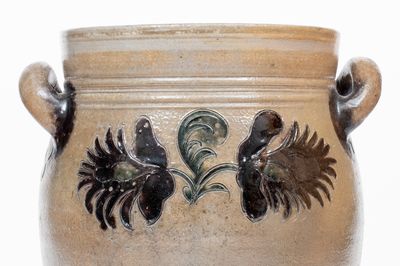 Extremely Rare Incised Stoneware Jar w/ Copper and Manganese Slip Decoration, Manhattan, c1790