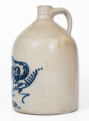 3 Gal. WHITES UTICA Stoneware Jug w/ Bold Slip-Trailed Bird Decoration