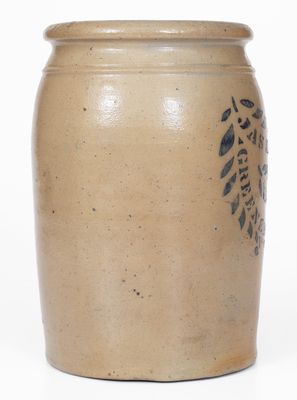 JAS. HAMILTON & CO. / GREENSBORO, PA Stoneware Jar w/ Stenciled Leaf Decoration