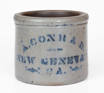 Rare A. CONRAD / NEW GENEVA, PA Stoneware Butter Crock