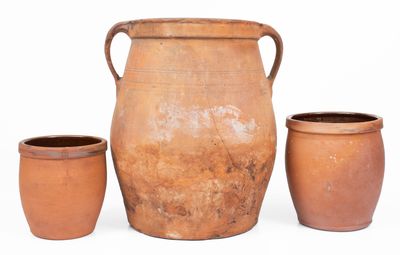 Lot of Three: WAYNESBORO, PA Redware Jars, JOHN BELL and D. M. BAKER S POTTERY