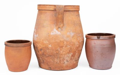 Lot of Three: WAYNESBORO, PA Redware Jars, JOHN BELL and D. M. BAKER S POTTERY