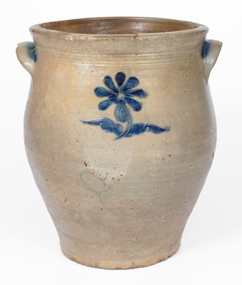 Rare att. James Egbert / Durrell Williams, Poughkeepsie, NY, Late 18th Century Incised Stoneware Jar