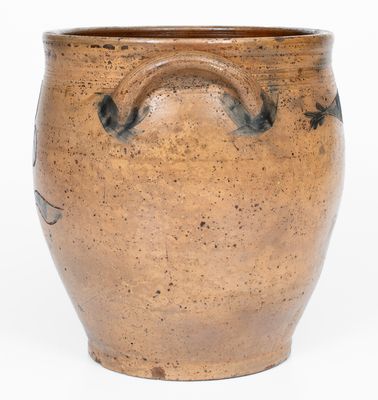 Rare Albany Stoneware Jar with Incised Fish and Floral Decoration