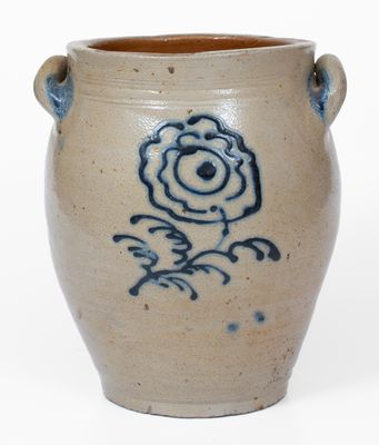 Attrib. Howe & Clark, Athens, New York Stoneware Jar w/ Slip-Trailed Floral Decoration, 1805-13