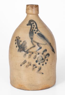 Dated 1882 Stoneware Bird Jug, attrib. Seymour & Bosworth, Hartford, CT