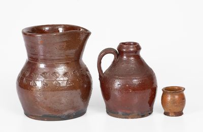 Lot of Three: Redware Vessels attrib. Henry Schofield, Cecil County, MD