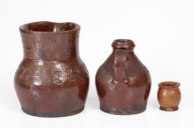 Lot of Three: Redware Vessels attrib. Henry Schofield, Cecil County, MD