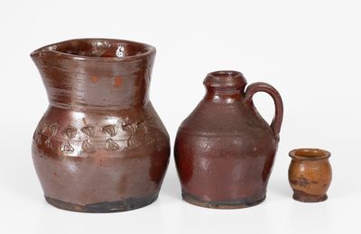 Lot of Three: Redware Vessels attrib. Henry Schofield, Cecil County, MD