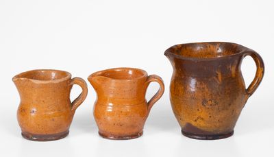 Lot of Three: Henry Schofield (Cecil County, MD) Redware Cream Pitchers