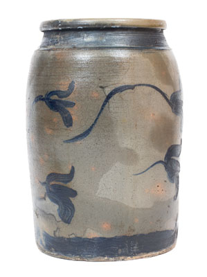 2 Gal. Western PA Stoneware Jar w/ Freehand Floral Decoration