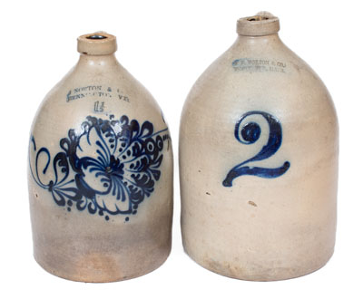 Two Cobalt-Decorated New England Stoneware Jugs