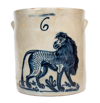 Exceedingly Rare and Important F. STETZENMEYER / ROCHESTER, N.Y. Stoneware Lion Crock