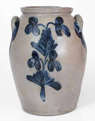 Three-Gallon Baltimore Stoneware Jar w/ Cobalt Clover Decoration, circa 1835