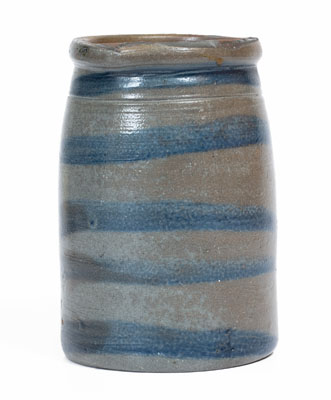 Palatine, WV Stoneware Canning Jar w/ Cobalt Stripe Decoration, circa 1880