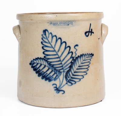 Four-Gallon JOHN BURGER / ROCHESTER, New York Stoneware Crock, circa 1860