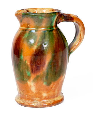 Multi-Glazed Redware Cream Pitcher, S. Bell & Sons or J. Eberly & Co., Strasburg, VA