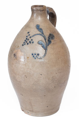 Connecticut Stoneware Jug w/ Impressed and Incised Grapes Decoration, early 19th century