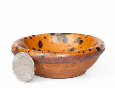 Rare Miniature Glazed KOPP Redware Bowl, Lineboro, MD or York County, PA