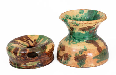 Two Pieces of Multi-Glazed Redware, attrib. J. Eberly & Co., Strasburg, VA, c1890